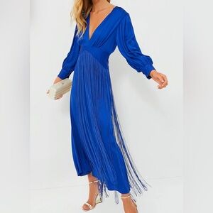 Farm Rio Bright Blue Fringe Dress - like new condition